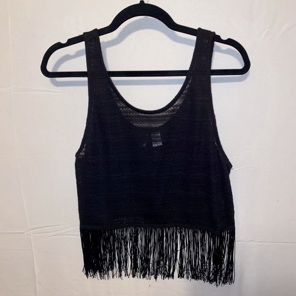 H&M Knit Black Fringe Crop Top - Picture 7 of 7